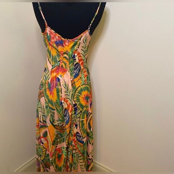 FARM RIO NWT Macaw Leaves Cut-Out Midi Dress Size L $225.00 NWT - Picture 10 of 10